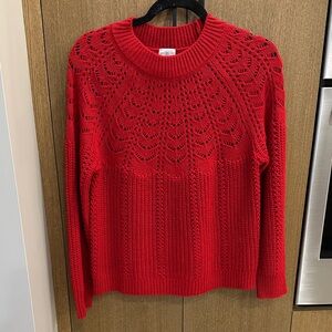 Cherry Red Wool Blend Knit Sweater